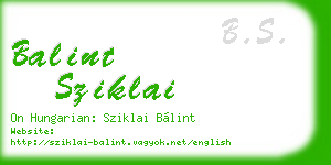 balint sziklai business card